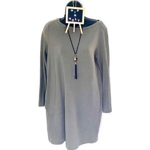 Pure Jill Pima Side Pockets Tunic Taupe Green Size Small Petite